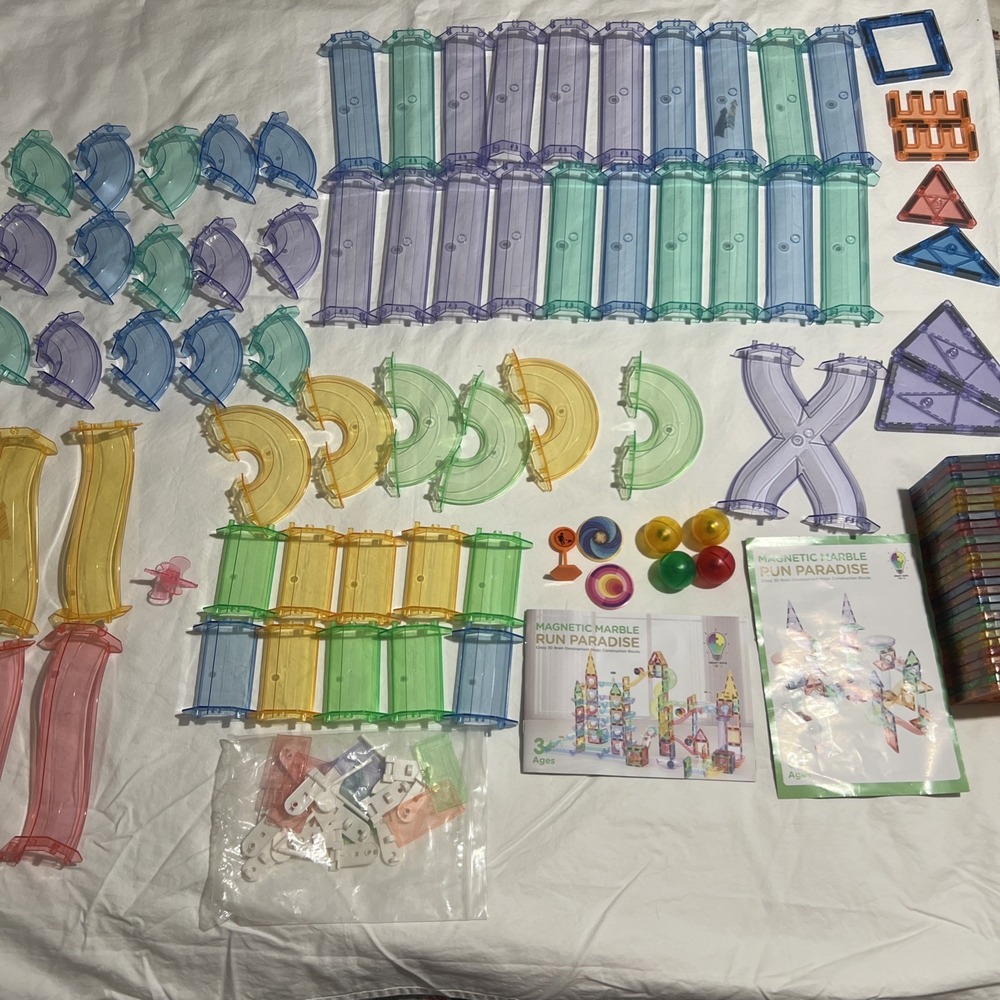 Mega Lot Smart Depo Magnetic Marble Run Paradise Toy Tiles Tubes 2 Manuals